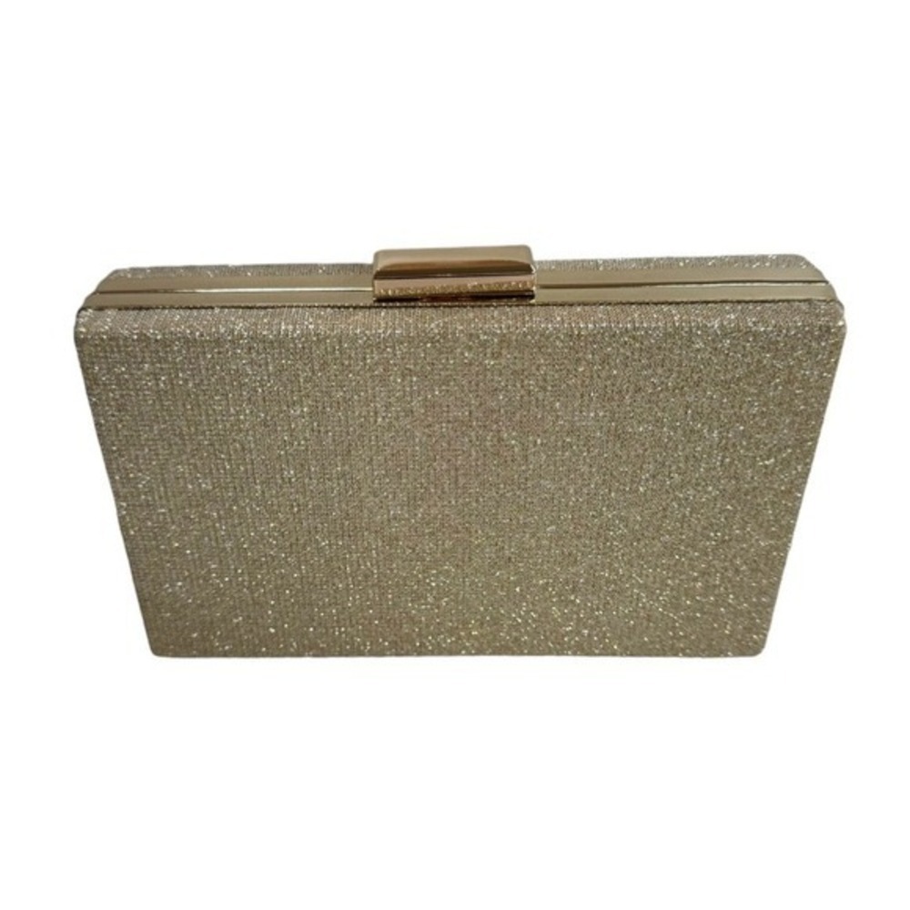 Gold Tone Chain Strap Fashion Evening Shimmer Clutch Bag - Picture 2 of 9